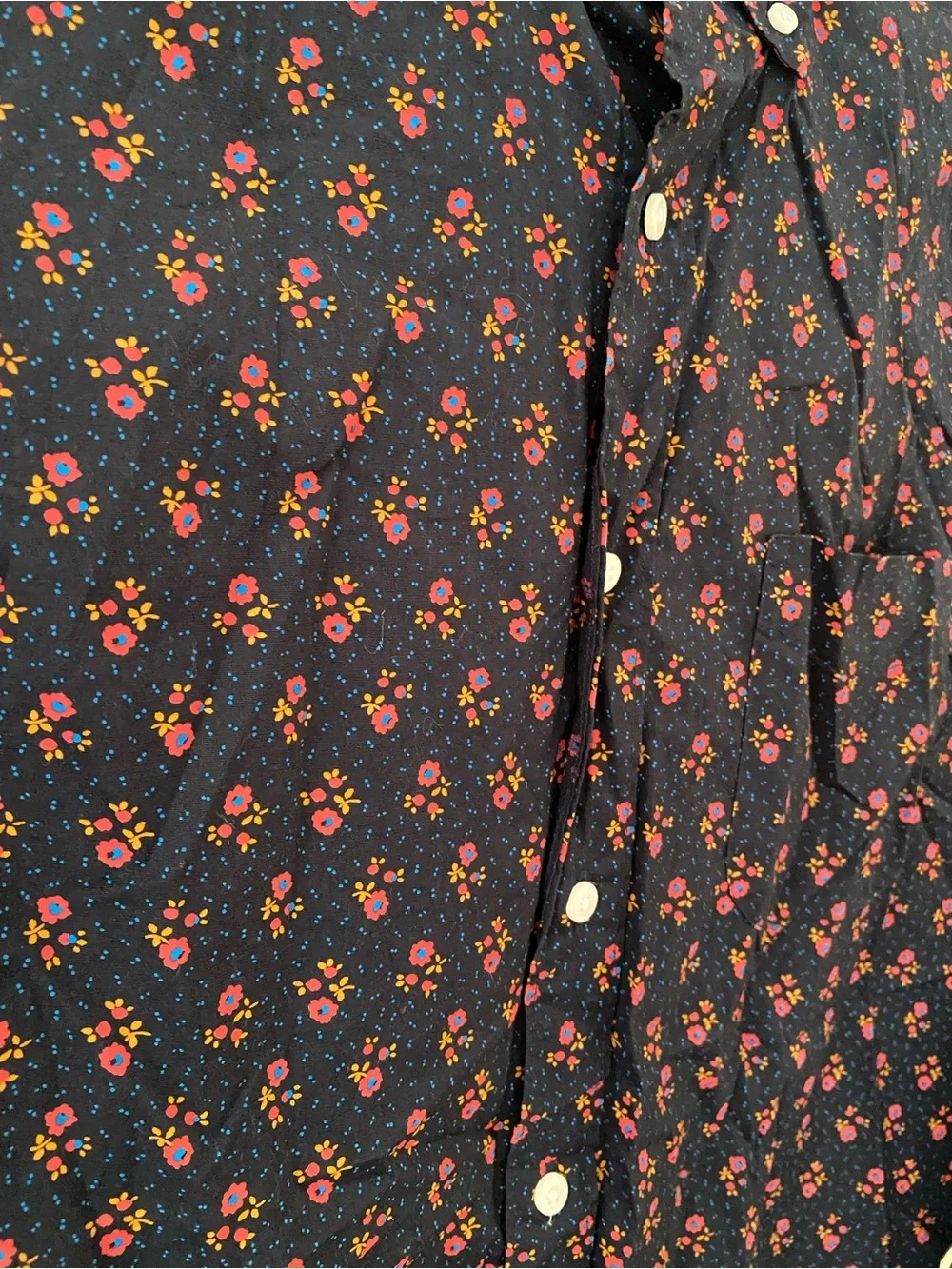 J. Crew Stretch Cotton Navy and red ditsy floral Button-Down Shirt unisex